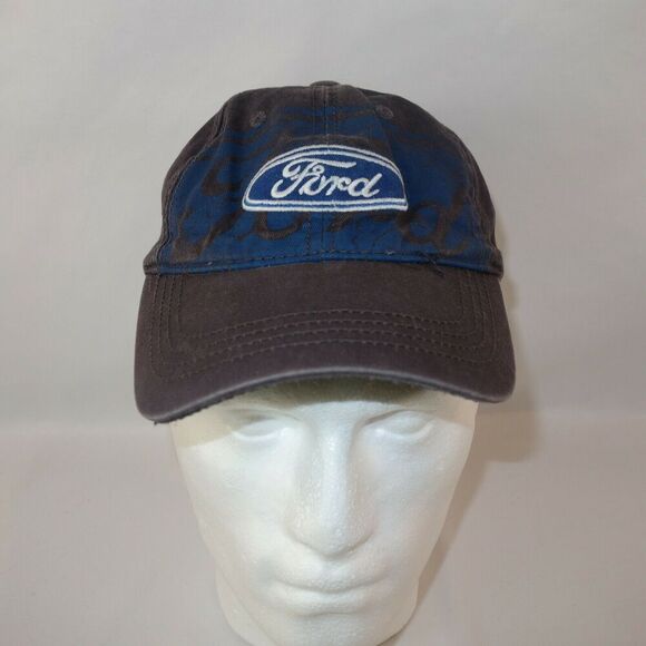 Retro Ford Oval Logo Gray and Blue Baseball Cap Hat Strap Back Infinity OS - Picture 1 of 8